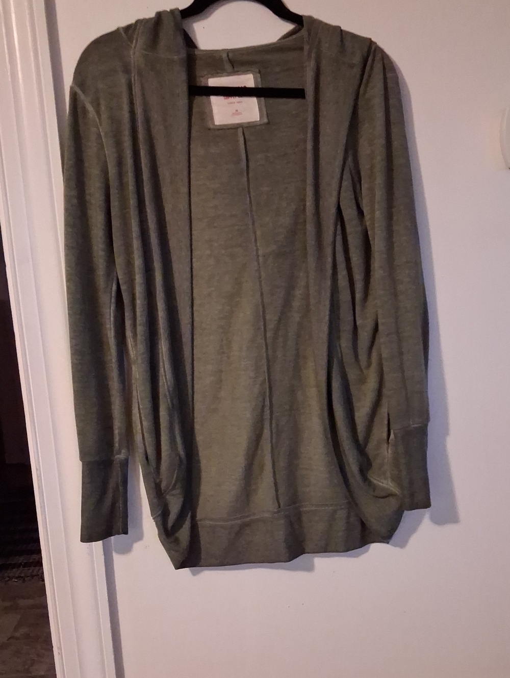 Mossimo Supply Co. Olive Hooded Open-Front Cardigan